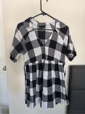 Black & White Check Babydoll jumper
